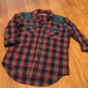Denim & Plaid Button Down